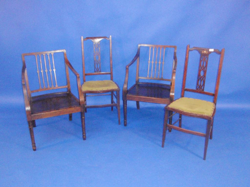 Appraisal: Two pairs of chairs One a pair of Edwardian bedroom