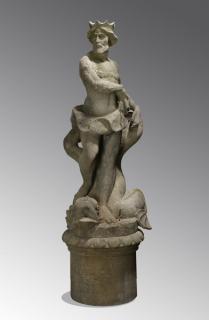 Appraisal: Italian limestone sculpture Neptune Hand carved Italian limestone sculpture of