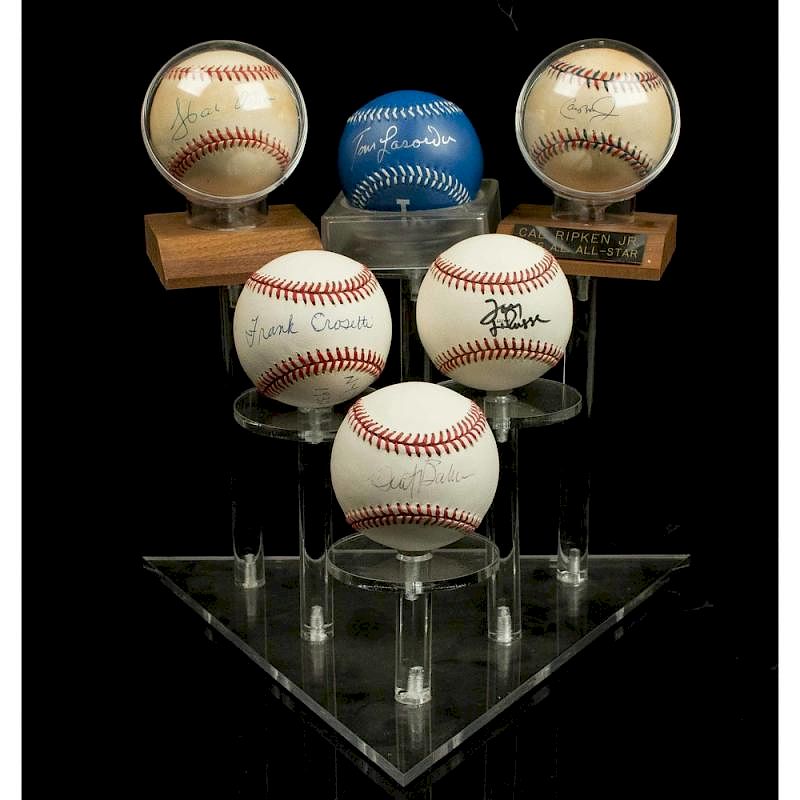 Appraisal: Six MLB Signed Balls Six MLB signed baseballs comprising Frank