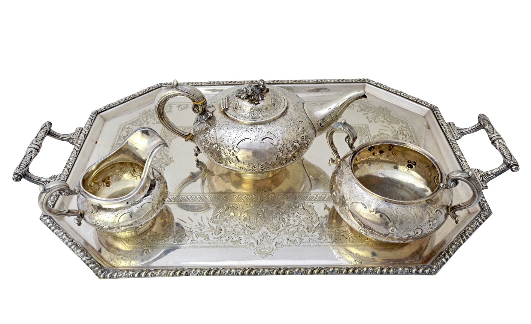 Appraisal: A Victorian silver matched three piece tea set each piece