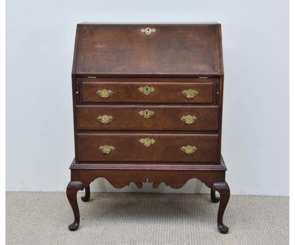 Appraisal: Queen Anne style walnut diminutive slant lid desk on stand