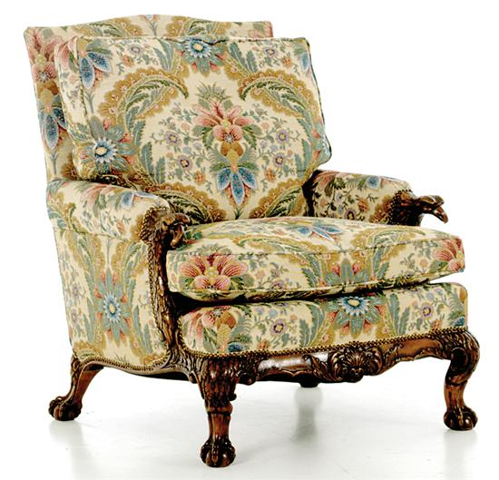 Appraisal: English Chippendale style carved library armchair late th century serpentine