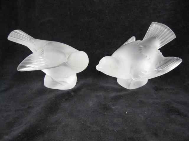 Appraisal: Pair of Lalique French Crystal Bird Figurines signed frosted ''