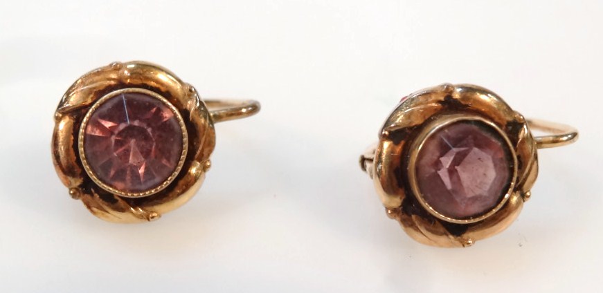 Appraisal: A pair of amethyst ear studs with pin backs cm