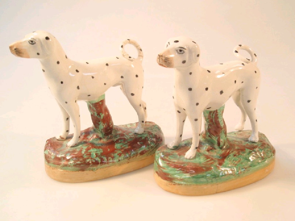 Appraisal: Two similar thC Staffordshire models of Dalmatians cm high