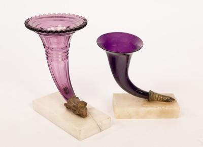 Appraisal: Two early th Century amethyst glass cornucopia on ormolu and