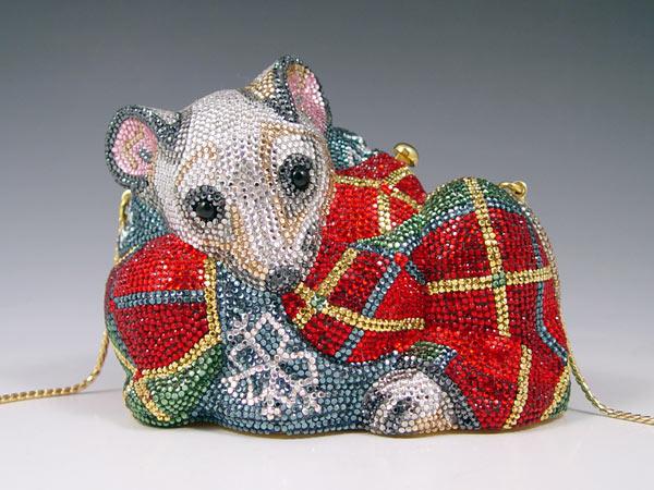 Appraisal: JUDITH LEIBER CRYSTAL MOUSE MINAUDIERE PURSE Multi color Austrian crystal