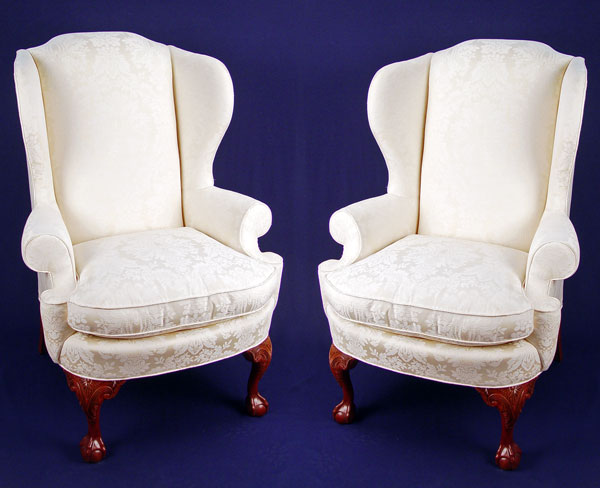 Appraisal: PAIR HICKORY CHAIR CO WING BACK CHAIRS Hickory Chair Co