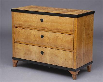 Appraisal: BIEDERMEIER SYCAMORE AND EBONIZED WOOD CHEST OF DRAWERS The rectangular