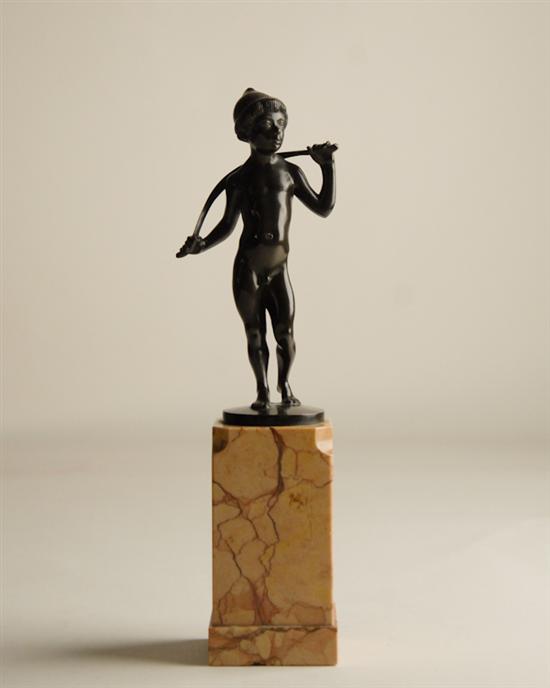 Appraisal: Albert Holl California - Bronze Nude Boy Wearing Cap signed