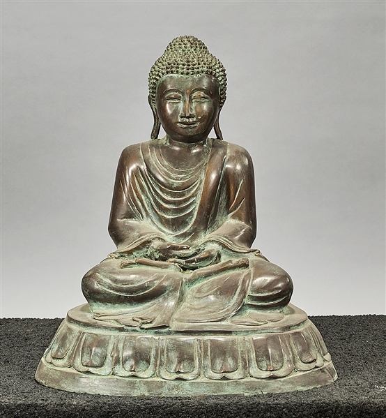 Appraisal: Chinese bronze sculpture of a seated Buddha x x approx