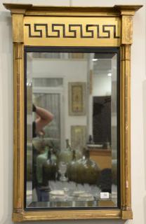 Appraisal: Federal gilt wood mirror with geometric design top portion x