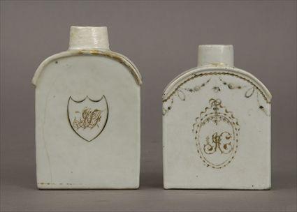 Appraisal: Two Chinese Export Porcelain Tea Caddies Each missing cover to