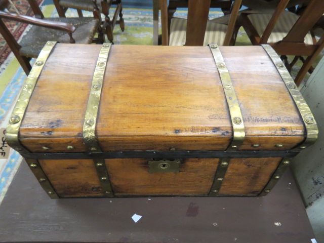 Appraisal: Antique Jenny Lind Wood Trunk x