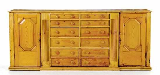 Appraisal: English pine sideboard mid th century rectangular top with stepped-out