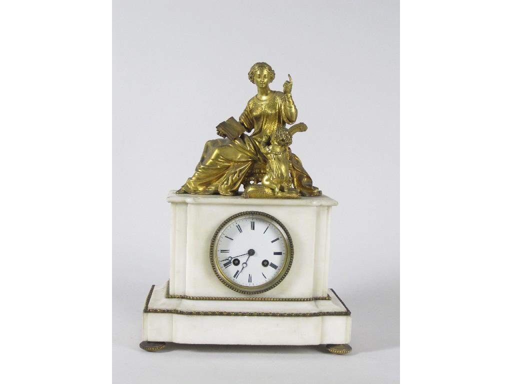 Appraisal: A th Century ormulu and white marble Mantle Clock surmounted