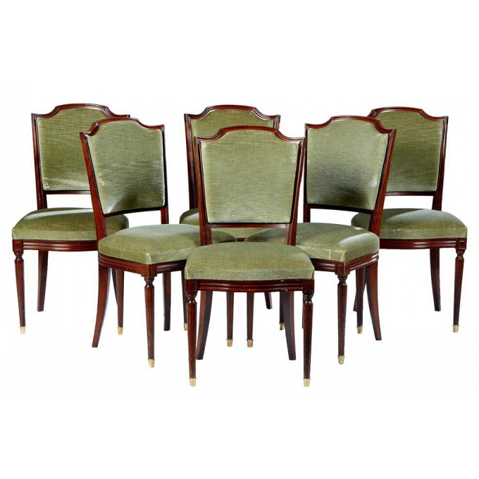 Appraisal: Set of Six French Carved Beech Louis XVI Style Dining