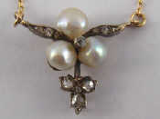 Appraisal: An Edwardian old cut diamond and untested pearl pendant approx