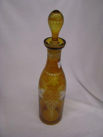 Appraisal: Bohemian Amber Cut-to-Clear Decanter grape vine decor