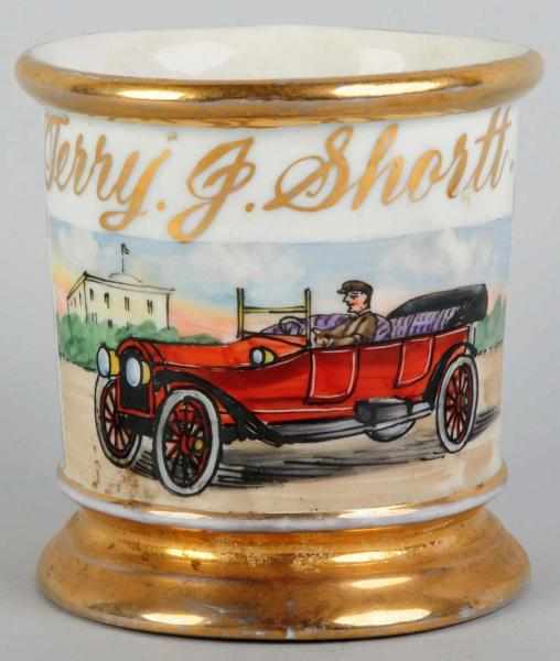 Appraisal: Automobile Shaving Mug Gilt name Terry J Shortt Nice image