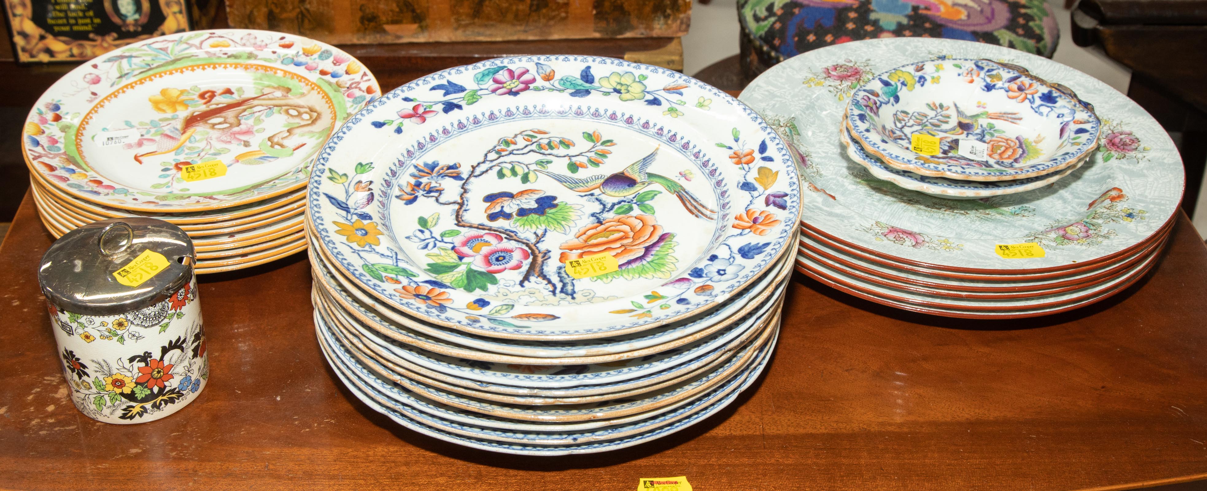 Appraisal: ASSORTED STAFFORDSHIRE TRANSFER DECORATED CHINA Includes a set of Mason's