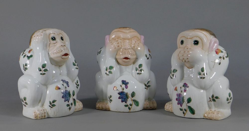 Appraisal: Chinese Famille Rose Here See Speak No Evil Monkey China