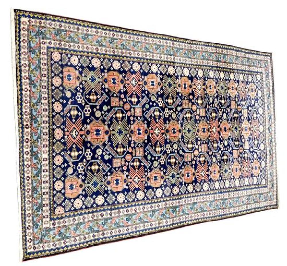 Appraisal: RUG Persian tribal ' x ' navy field with geomeric