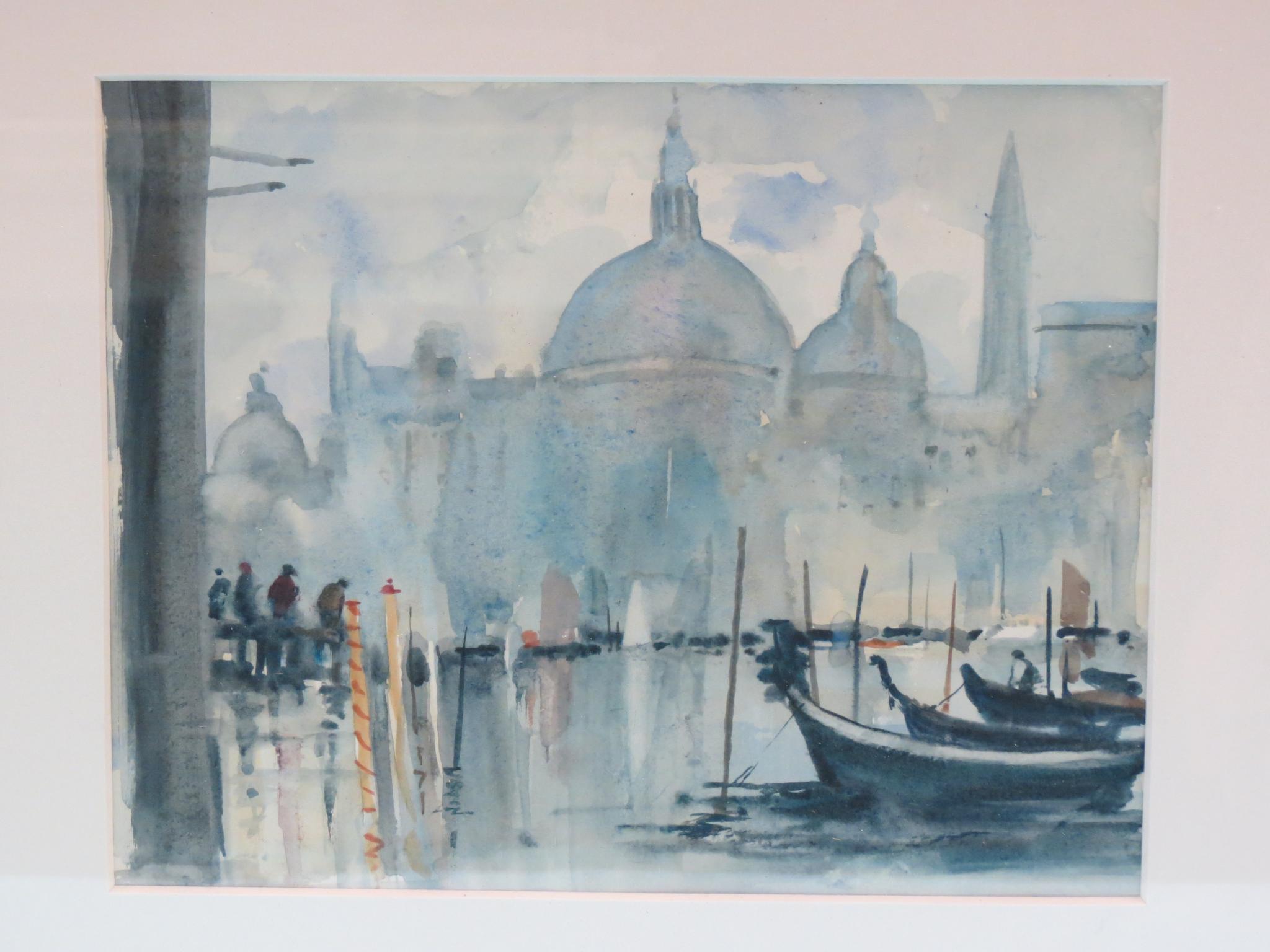 Appraisal: A watercolour - Venetian canal with foreground boating unsigned x