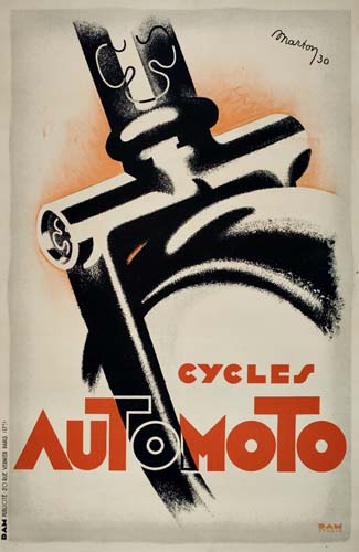 Appraisal: LAJOS MARTON - CYCLES AUTOMOTO x inches Dam Publicite Paris