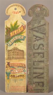 Appraisal: Antique Tin Litho Advertising Straight Edges Two Antique Tin Lithograph