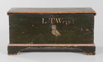 Appraisal: American Paint-Decorated Chest possibly Virginia dated pine throughout dovetailed construction