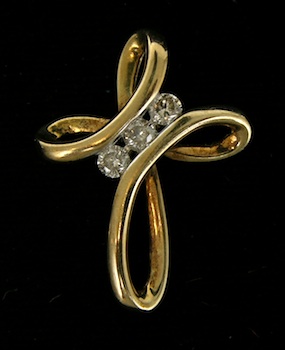 Appraisal: A k Gold and Diamond Open Cross Pendant k yellow