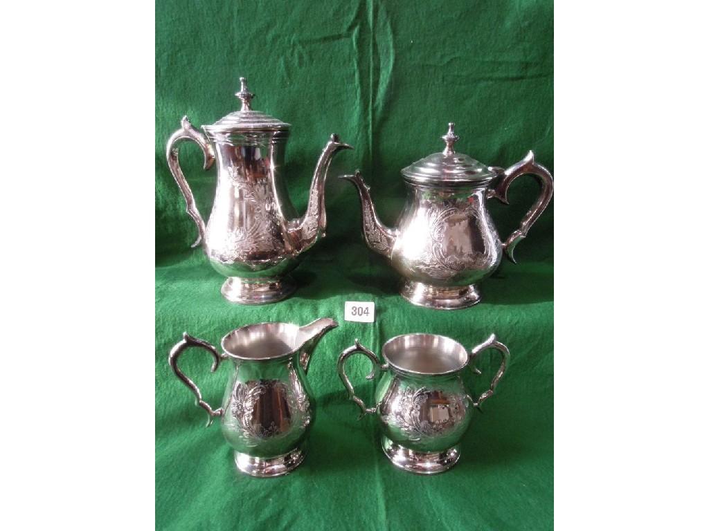 Appraisal: A four piece tea and coffee service with chased floral