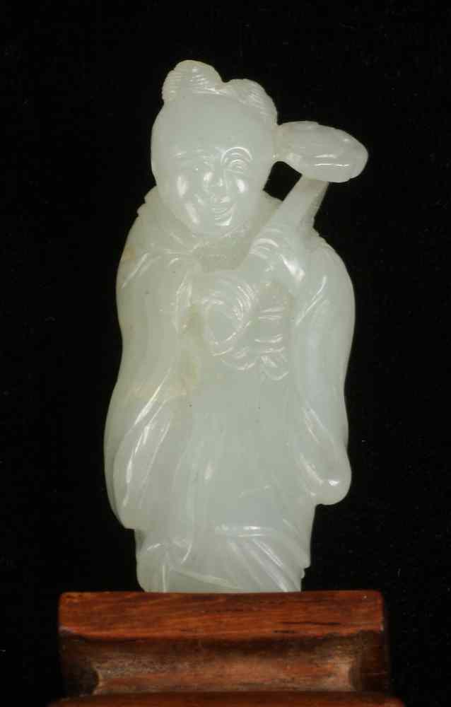 Appraisal: CHINESE JADE FIGURINE - th c Chinese Celadon Jade Carving