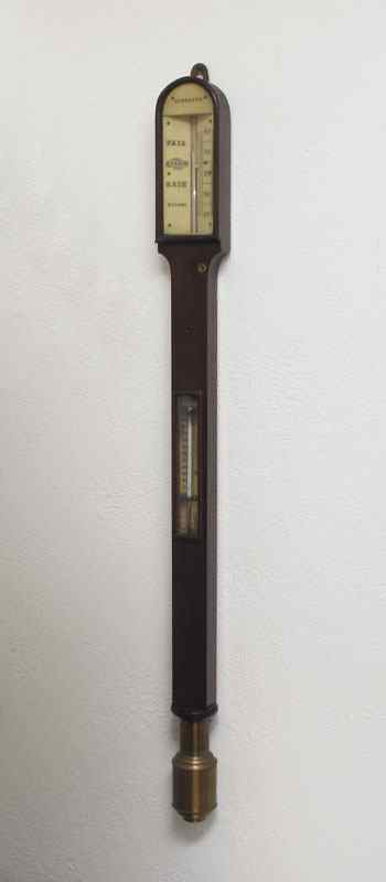 Appraisal: VICTORIAN MAHOGANY STANDARD STICK BAROMETER Arched top mahogany case with