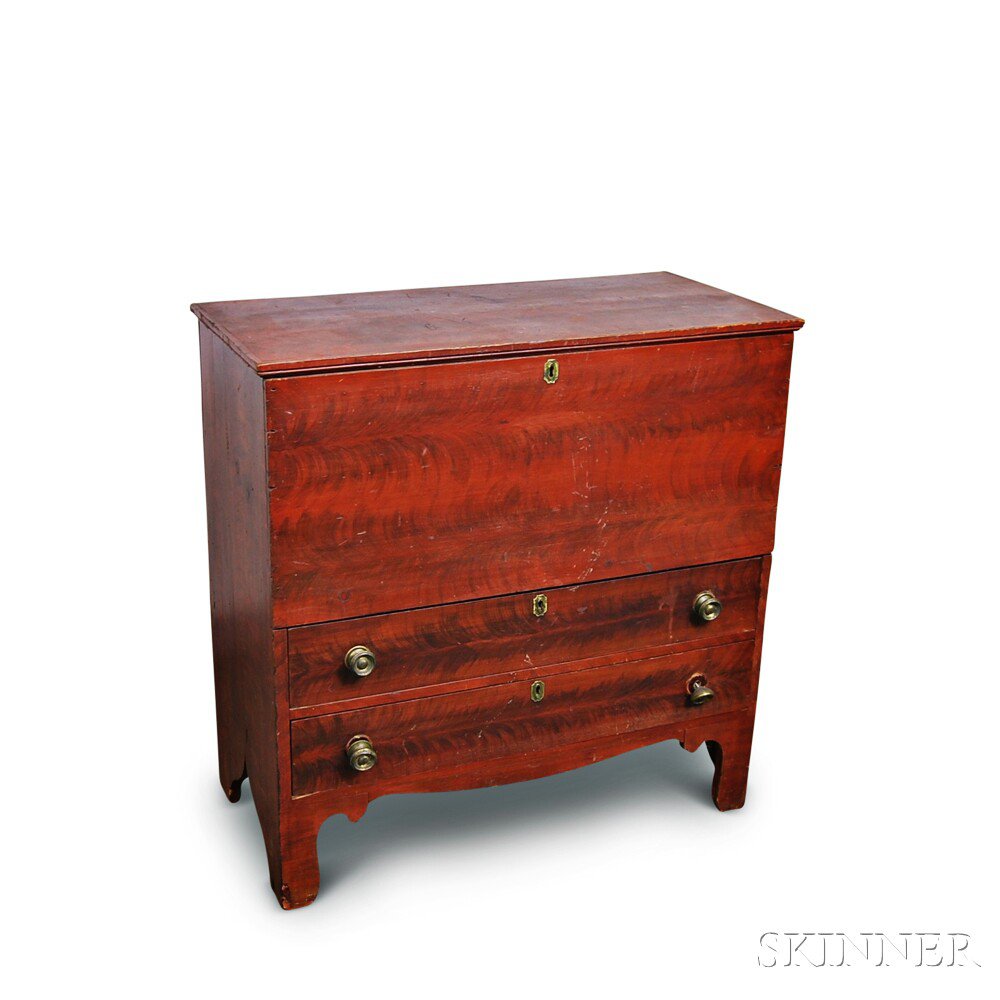 Appraisal: Grain-painted Pine Chest over Two Drawers New England early th