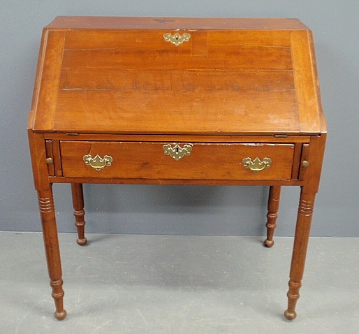 Appraisal: - Sheraton cherry slant-lid desk c with a pigeonholed and