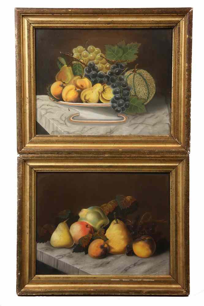 Appraisal: PASTELS - Schoolgirl Pastel Fruit Still Lifes ca one with