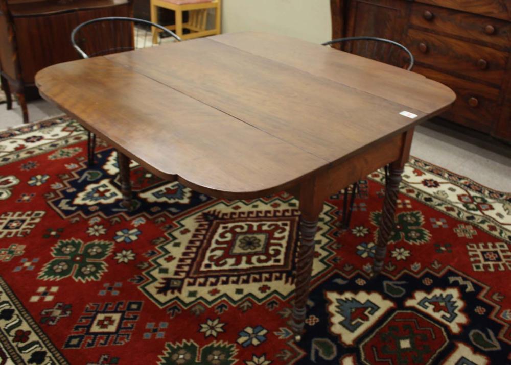 Appraisal: EMPIRE MAHOGANY DROP-LEAF DINING TABLE American mid- th century having