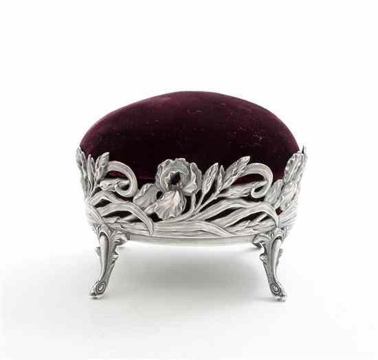 Appraisal: A French Silver Art Nouveau Pin Cushion Henri Lapeyre the