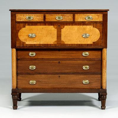 Appraisal: American classical chest tiger maple and mahogany with poplar pine