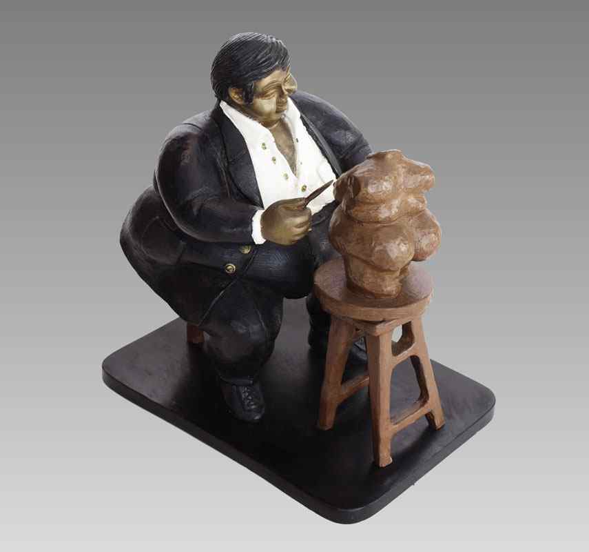 Appraisal: LUNA Bruno Mexican - Botero-esque Sculptor at Work on a