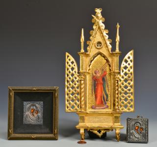 Appraisal: European Ecclesiastical Items st item Italian painting on porcelain depicting