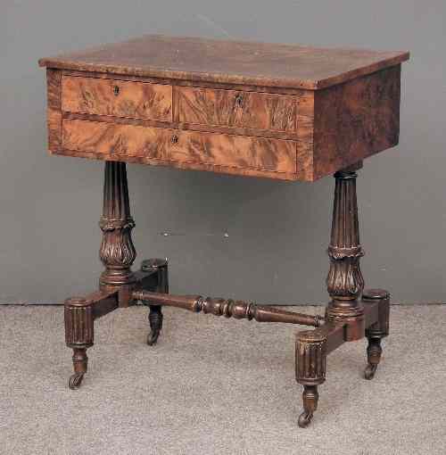 Appraisal: A George IV yewwood rectangular work writing table the whole