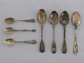 Appraisal: Silver Three Georgian one Victorian teaspoons and three American coffee