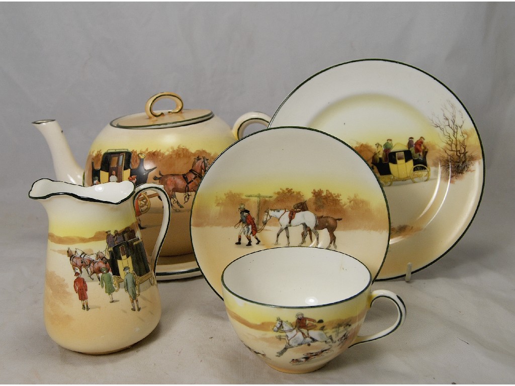 Appraisal: Royal Doulton 'Coaching' series ware five-piece tea service comprising teapot