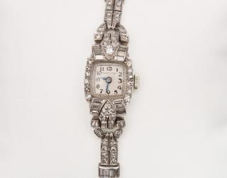 Appraisal: HAMILTON Platinum and Diamond Wristwatch PLATINUM AND DIAMOND WRISTWATCH Hamiltonthe