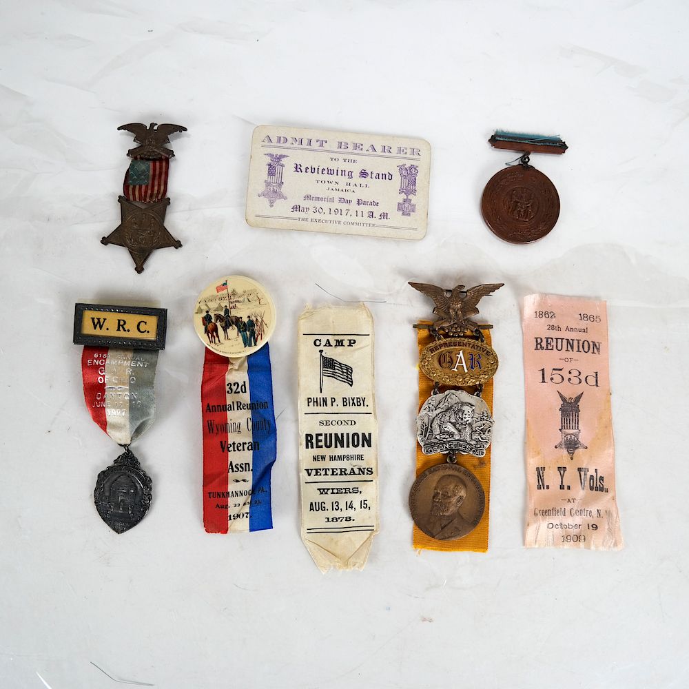 Appraisal: Grand Army Republic Reunion Lot Badges Ribbons Lot of Badges