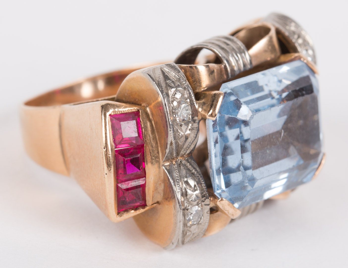 Appraisal: An Aquamarine Ruby Diamond Ring K size