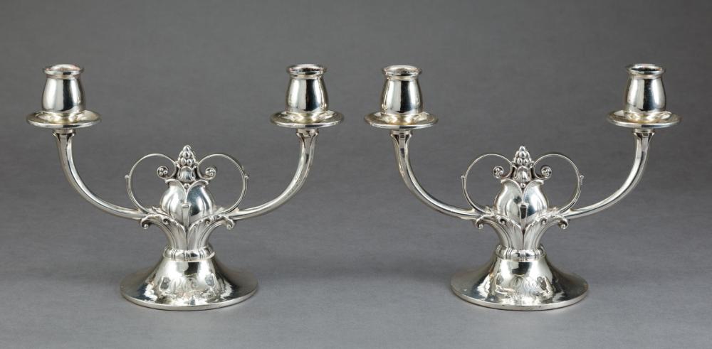 Appraisal: Pair of Art Deco Gorham Sterling Silver Two-Light Candelabra pattern